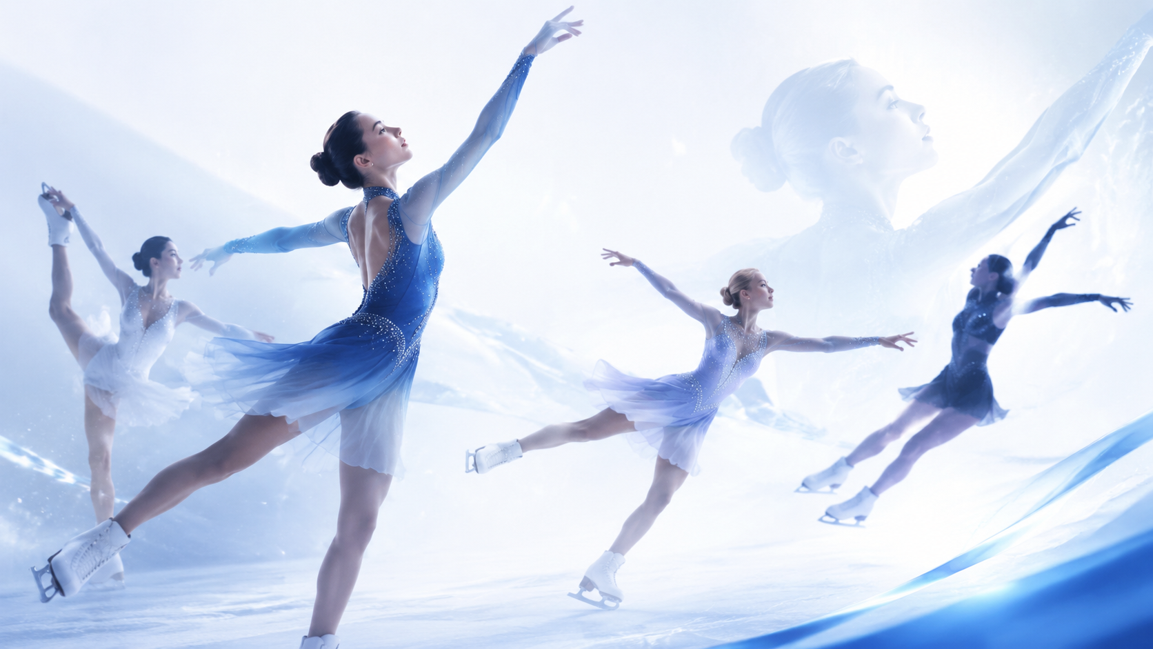 Minimal 2026 women's figure skating blog banner showcasing elite global female skaters for Olympic cycle tier list ranking.