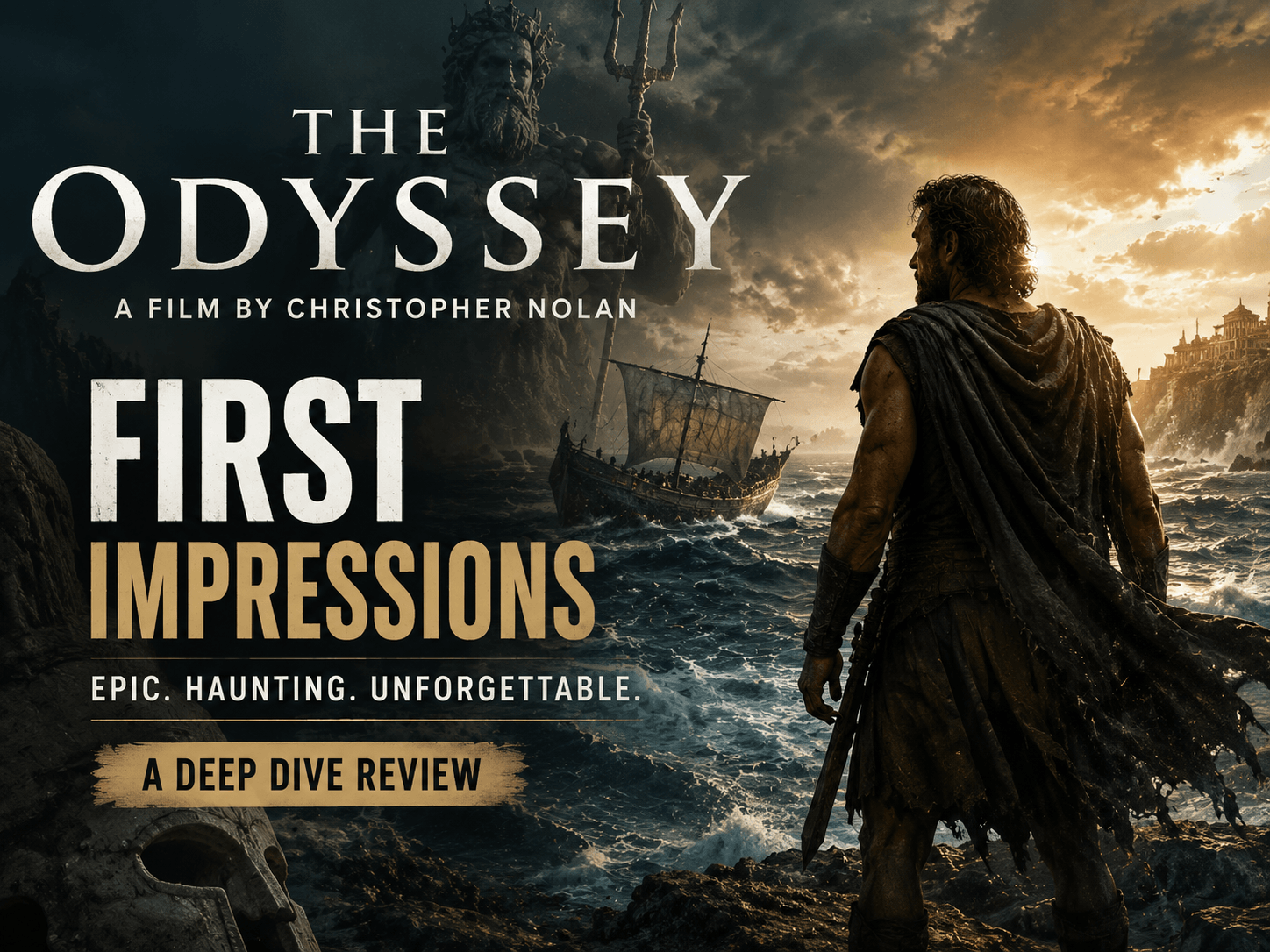 Cover graphic for Christopher Nolan movies tier‑list, featuring The Odyssey, interactive fan ranking template for all Nolan feature films