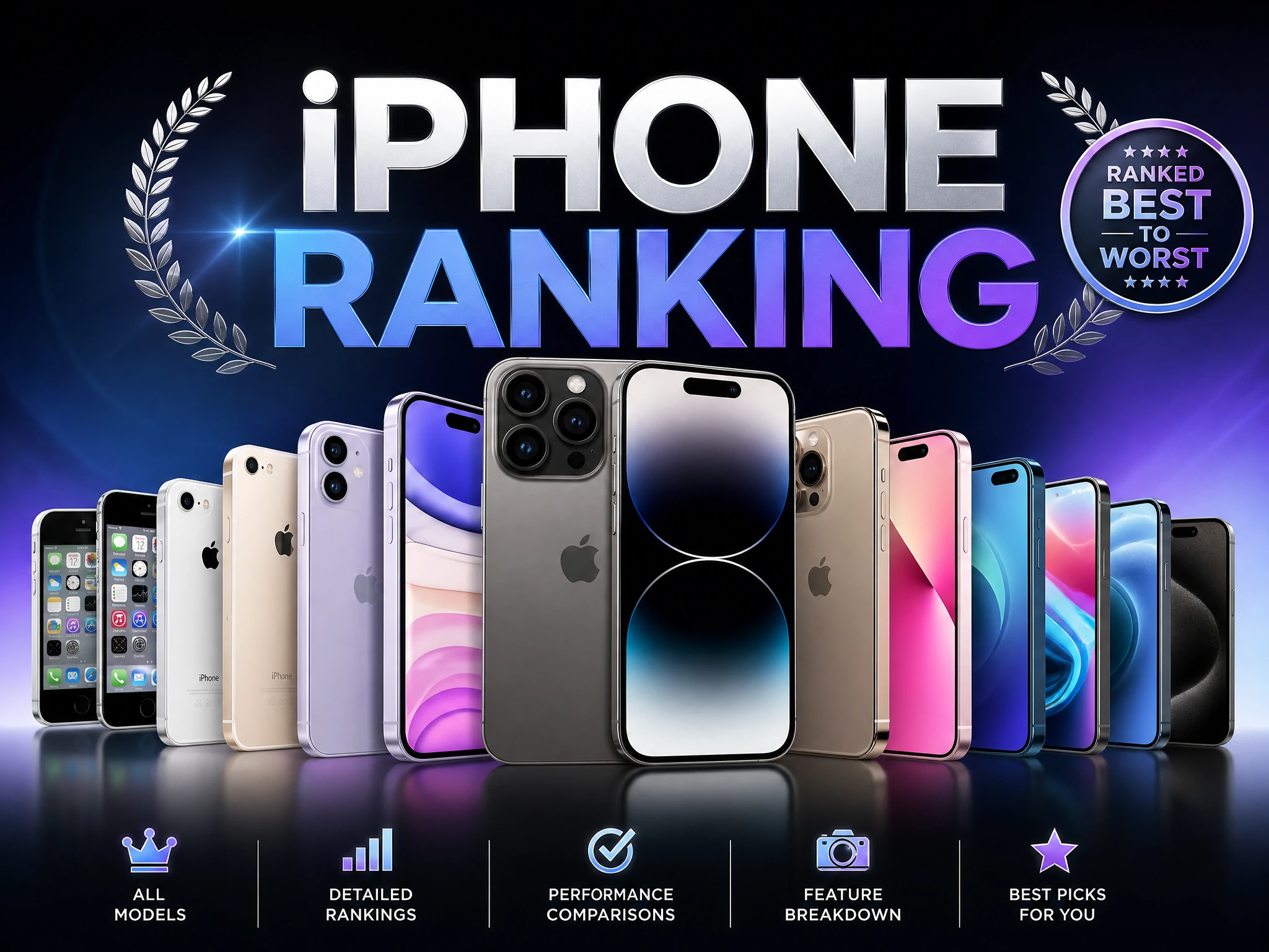 iPhone ranking best to worst showcase of all iPhone models side‑by‑side performance and feature comparison graphic