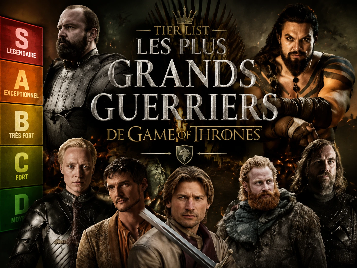 Tier list des meilleurs guerriers de Game of Thrones, classement S à D avec les personnages les plus forts