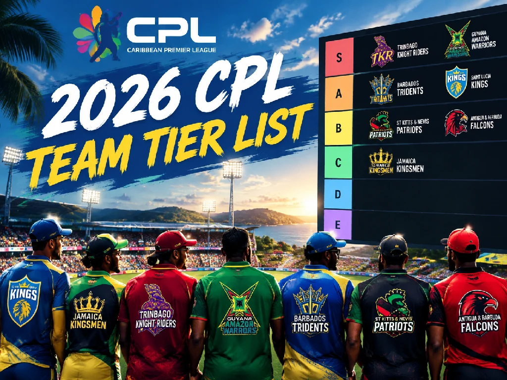 2026 CPL seven‑franchise tier list preview, Caribbean Premier League team ranking template for tier list maker